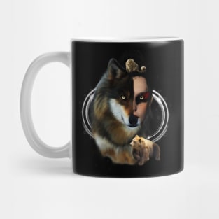 Awesome wolf with fairy and bear Mug